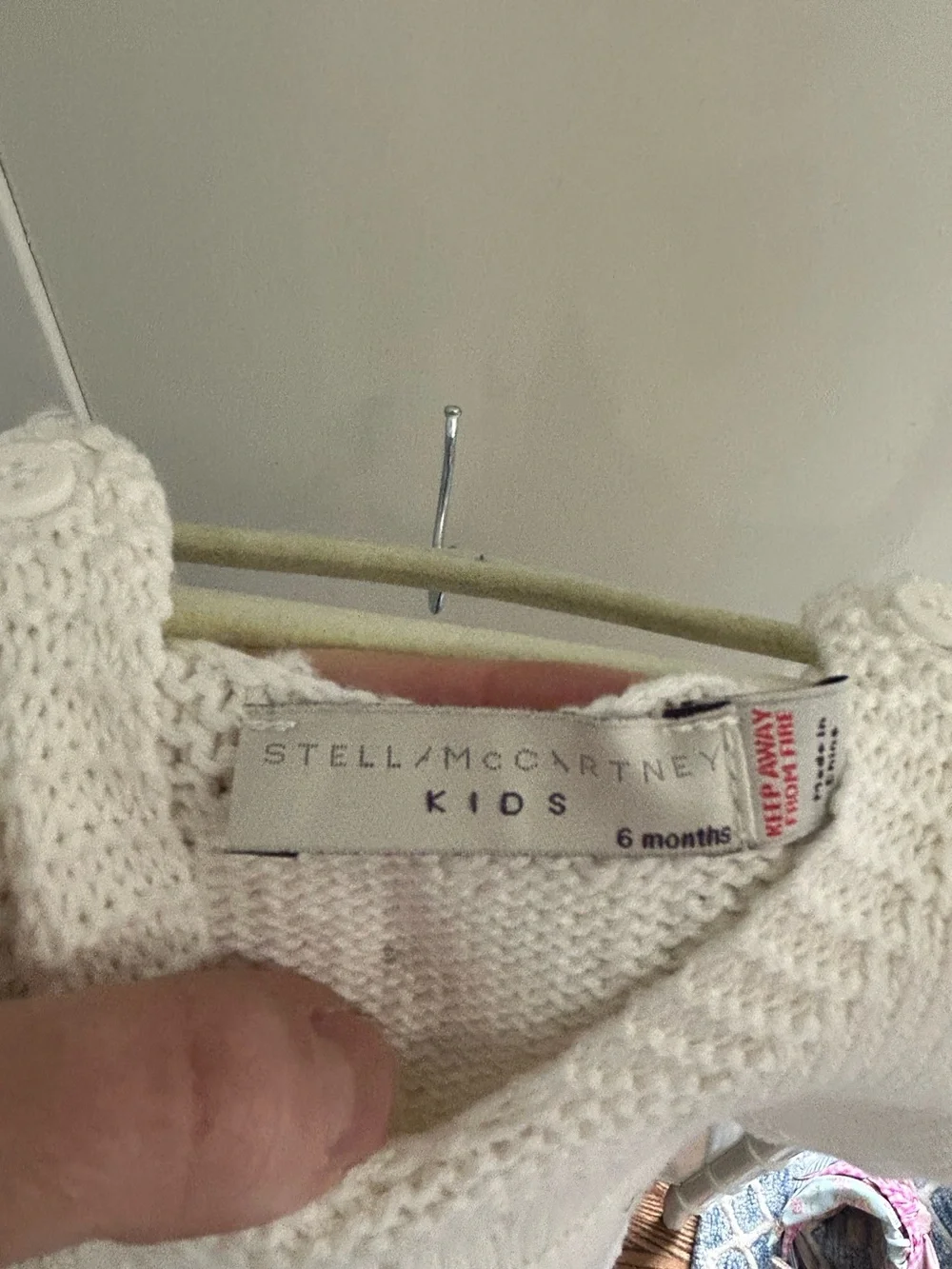 Stella McCartney Kids Cream Knit Romper with Button Straps